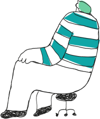 Person in striped shirt sitting chair